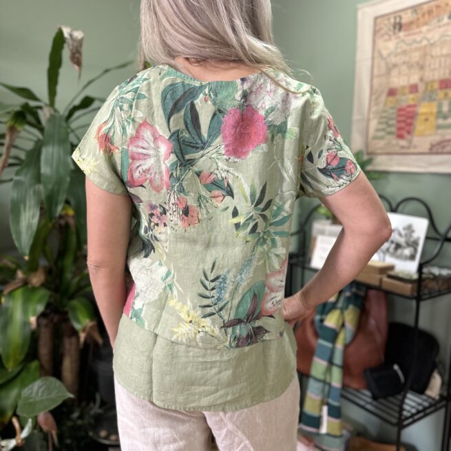 Blueberry Italia Flora Linen Layer Top