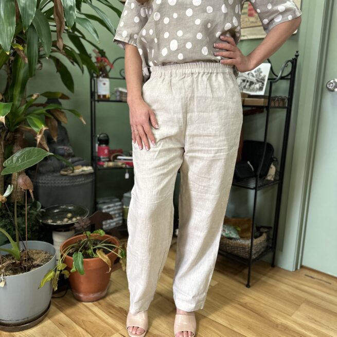 Lulu et cie straight leg linen pants flax