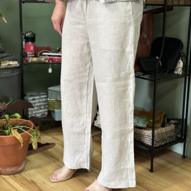 wide leg linen pants flax