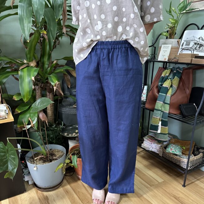 Lulu et cie wide leg linen pants ocean