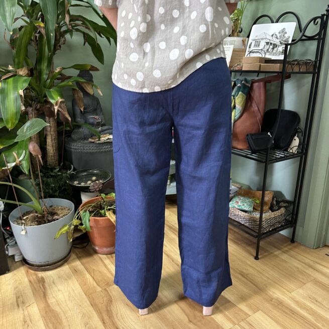 Lulu et cie wide leg linen pants ocean back