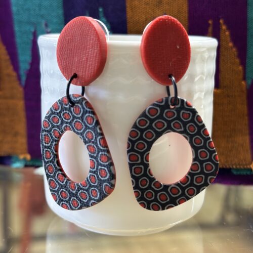 Sammunat nepal Dangle Earrings Red White Black