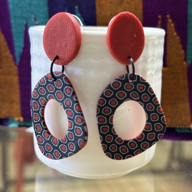 Sammunat nepal Dangle Earrings Red White Black