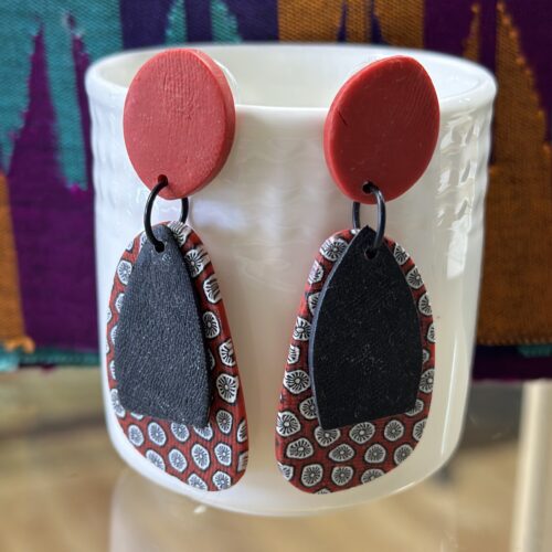 Sammunat Nepal Earrings Dangles Black White Red