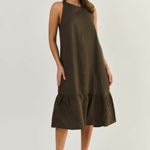 Naturals by O&J Linen Dress Espresso GA440