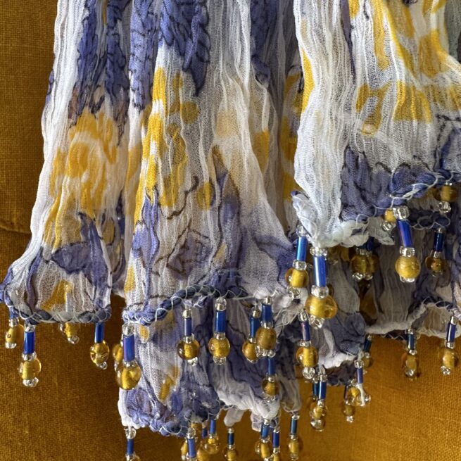 Anokhi Chiffon Silk Scarf with beads