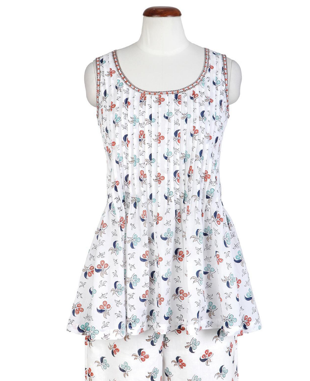 Anokhi Multi Pleat Cami in Summer Eden