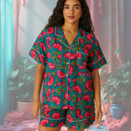 Sage Natural Living Block Printed Pyjama Set