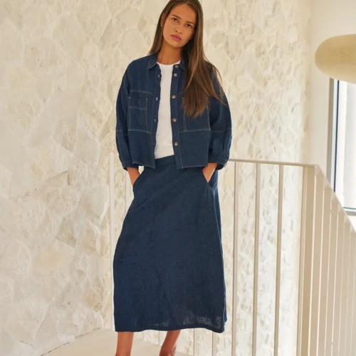 Naturals by O&J GA736 Linen Skirt Eclipse