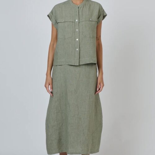 Naturals by O&J GA736 Linen Skirt Artichoke